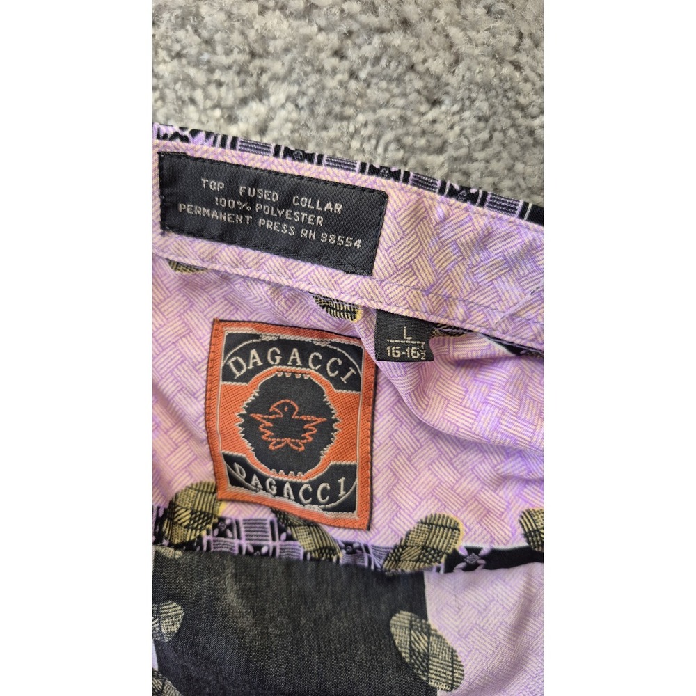 Dagacci Long Sleeve shirt Mens Large 16-16.5  Pink Black Stripe‎ Pattern - Picture 3 of 12